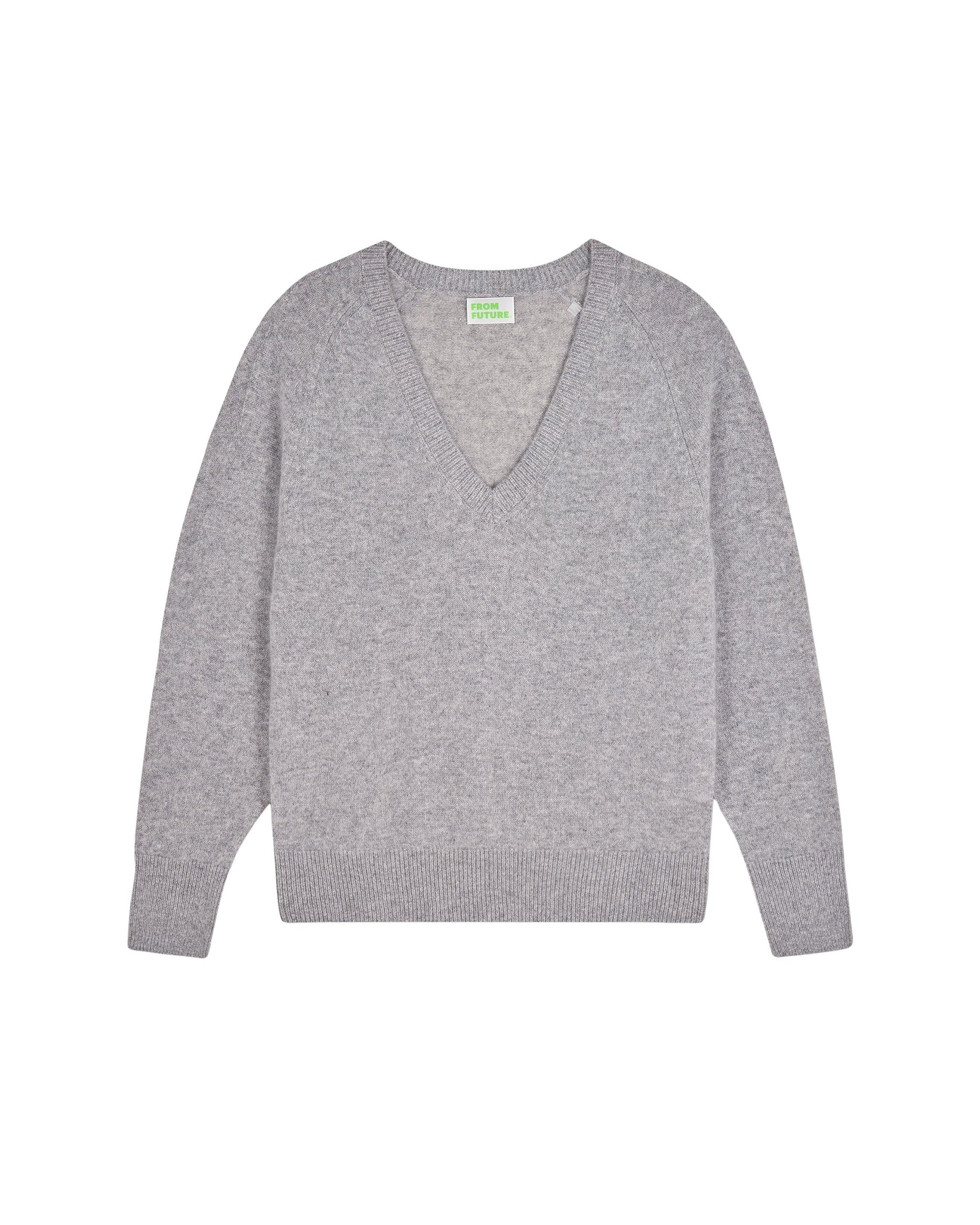 Pull oversize à col V en cachemire - Gris Chiné Foncé