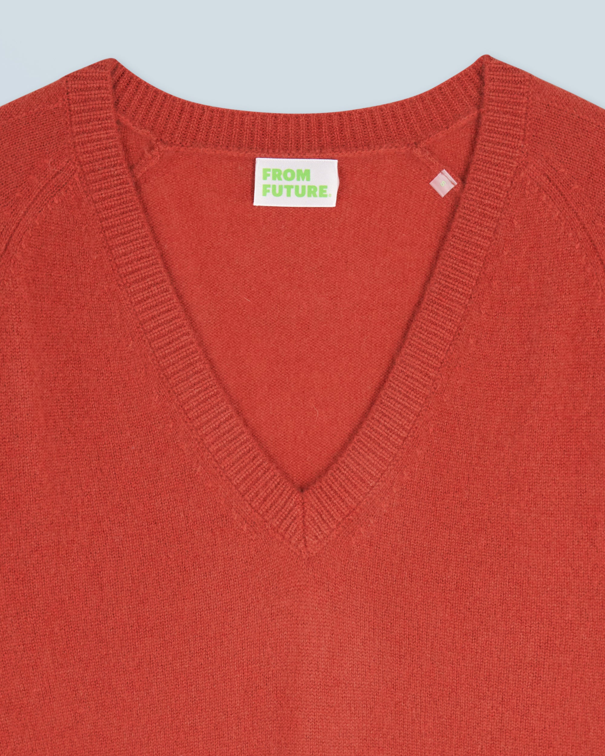 Pull oversize à col V en cachemire - Terracotta