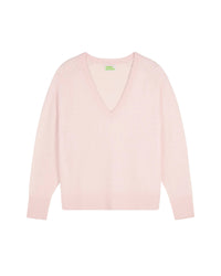 Pull oversize à col V en cachemire - Baby Pink