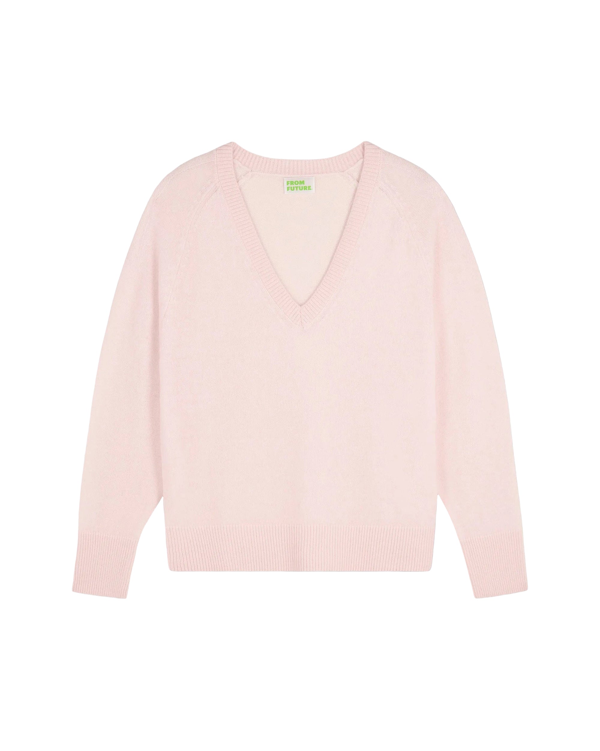 Pull oversize à col V en cachemire - Baby Pink