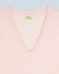 Pull oversize à col V en cachemire - Baby Pink