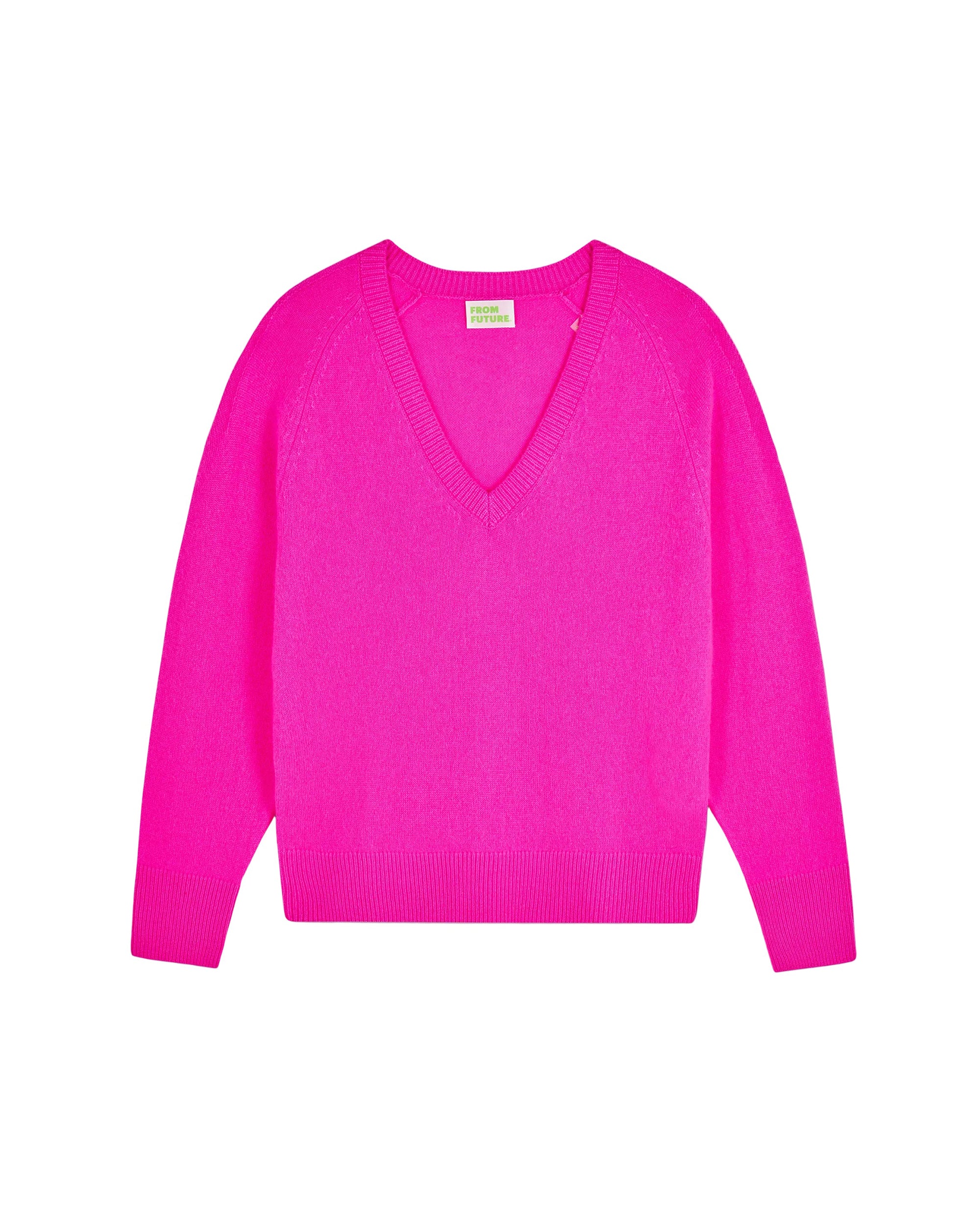 Oversized cashmere V-neck jumper - Utopic Pink