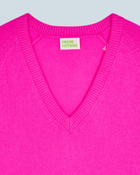 Oversized cashmere V-neck jumper - Utopic Pink