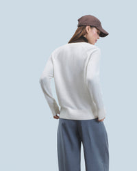 ECRU CHINE / DJV / QTY : 1 / Pull Col V Oversize Léger - Ecru Chine