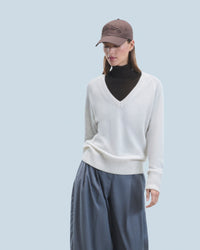 ECRU CHINE / DJV / QTY : 1 / Pull Col V Oversize Léger - Ecru Chine