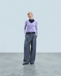 LILAC MOULINE / DJV / QTY : 14 / Pull Col V Basique - Lilac Mouline