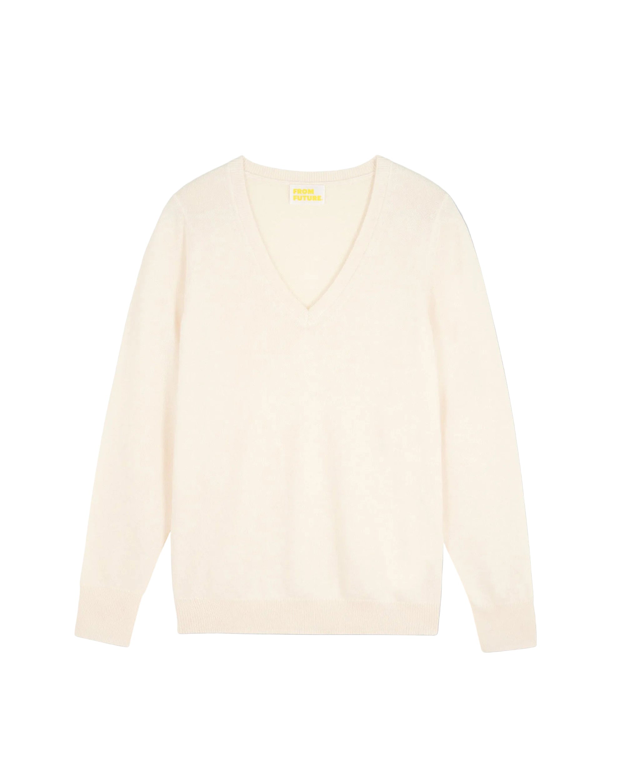 Pull à col V en cachemire - Ecru