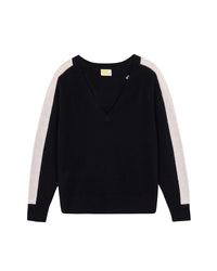 Pull oversize à col V en cachemire - Noir