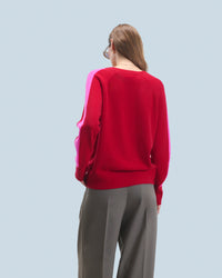 Pull oversize à col V en cachemire - Dark Red