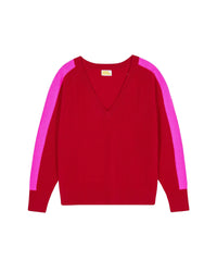 Pull oversize à col V en cachemire - Dark Red