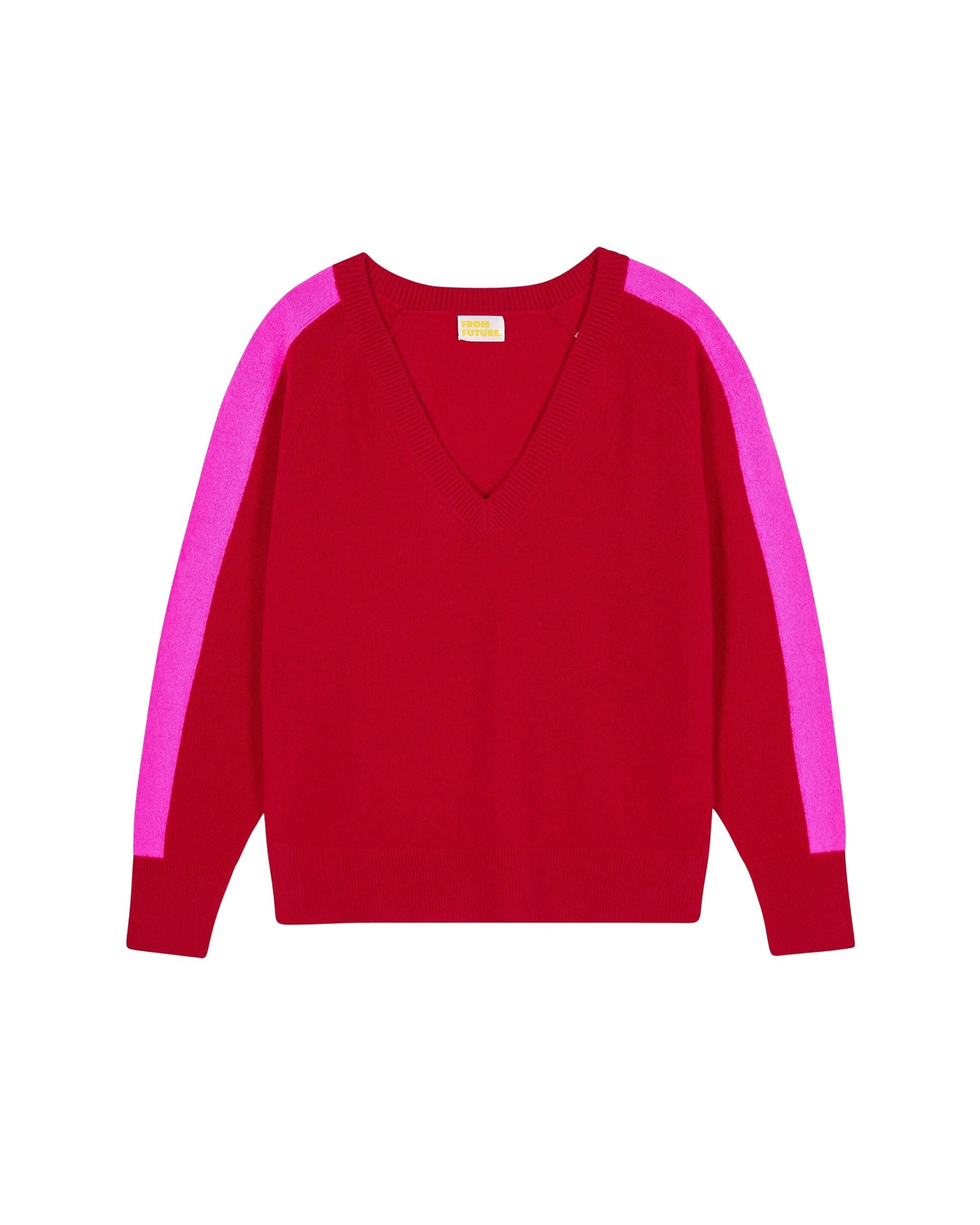 Pull oversize à col V en cachemire - Dark Red