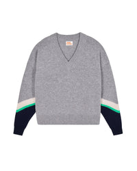 Pull à col V en cachemire - Gris Chiné Foncé