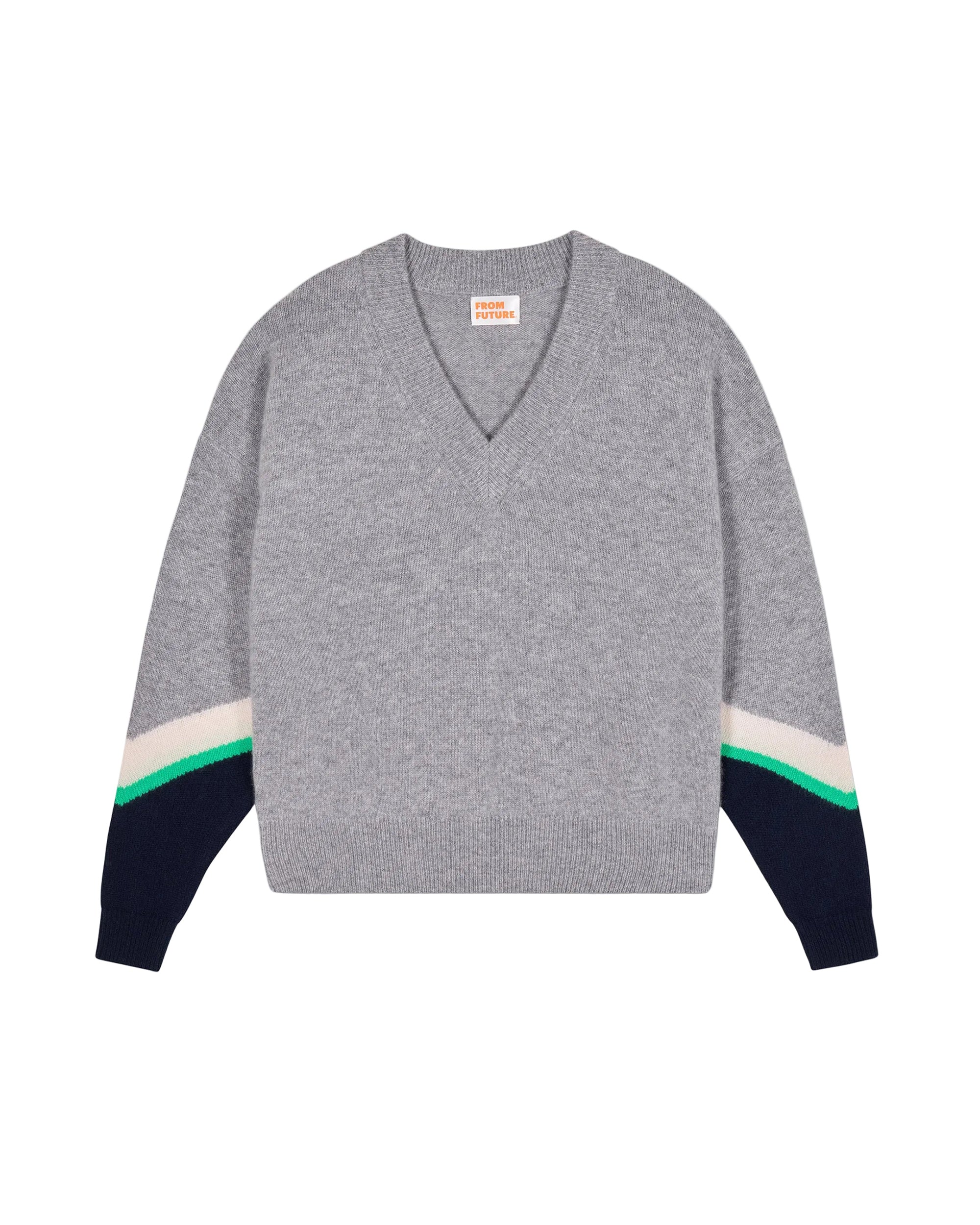 Pull à col V en cachemire - Gris Chiné Foncé