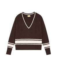 Pull à col V en cachemire - Chocolat
