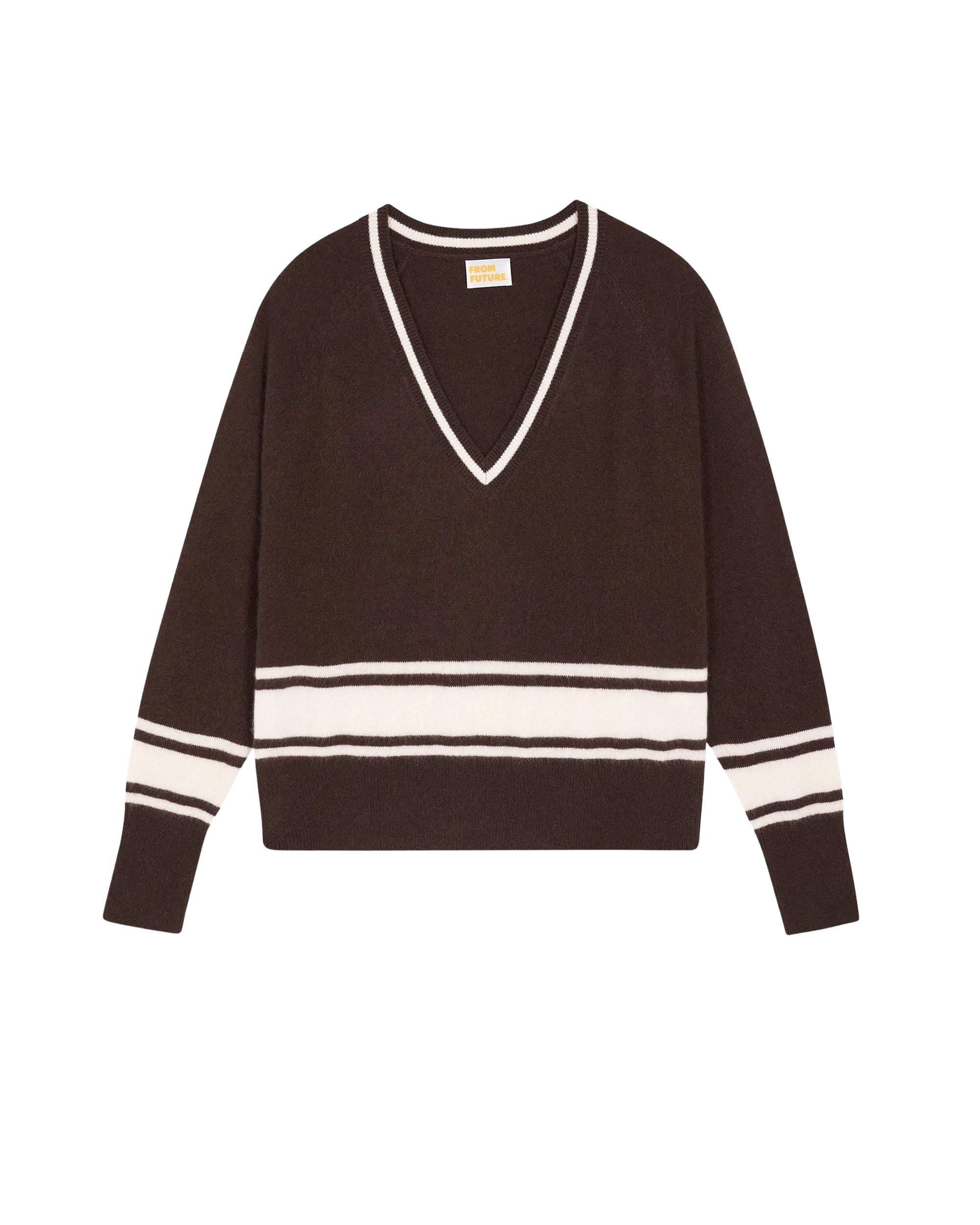 Pull à col V en cachemire - Chocolat