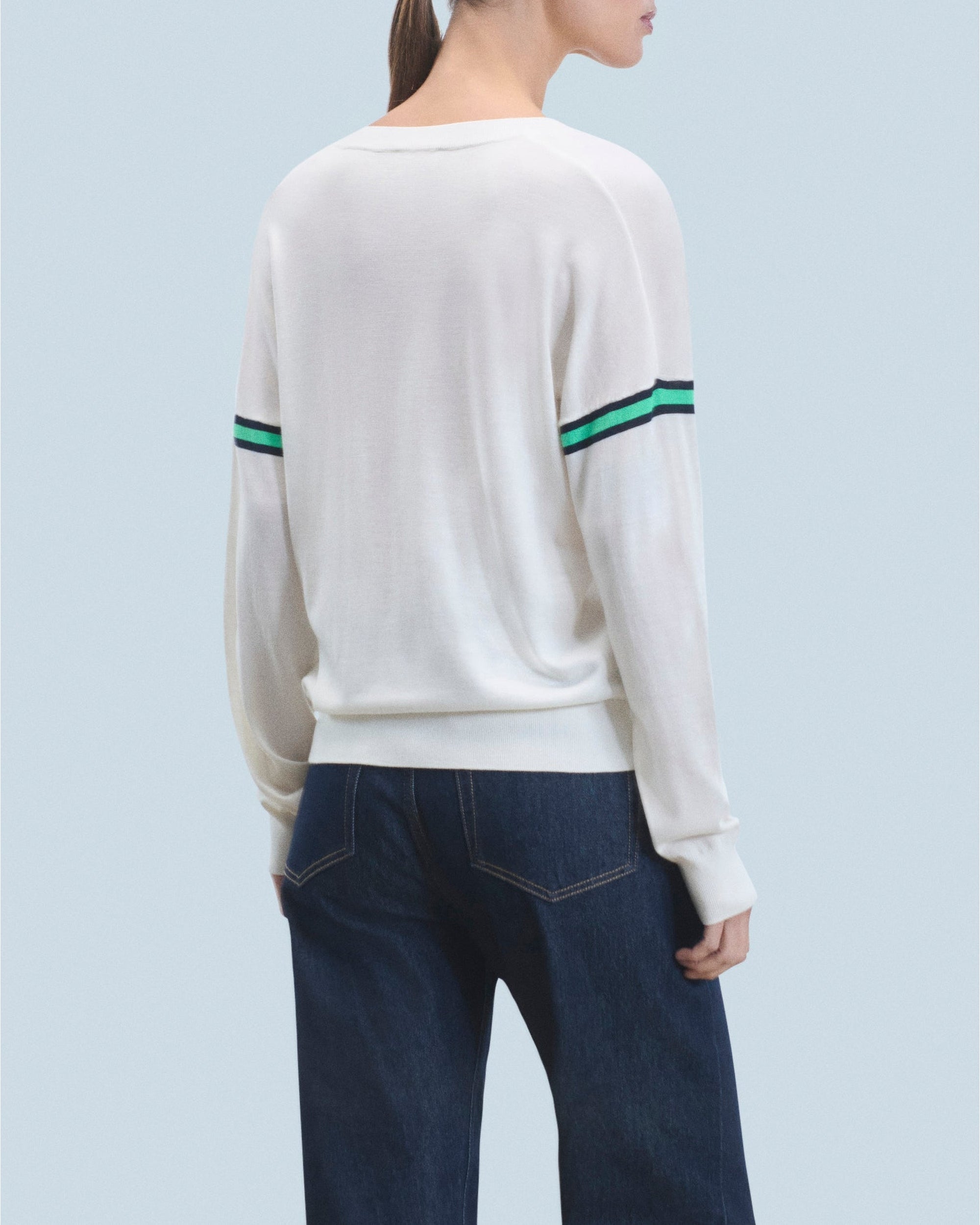 ZZ HORS LIGNE Pull à col V en laine - Ecru