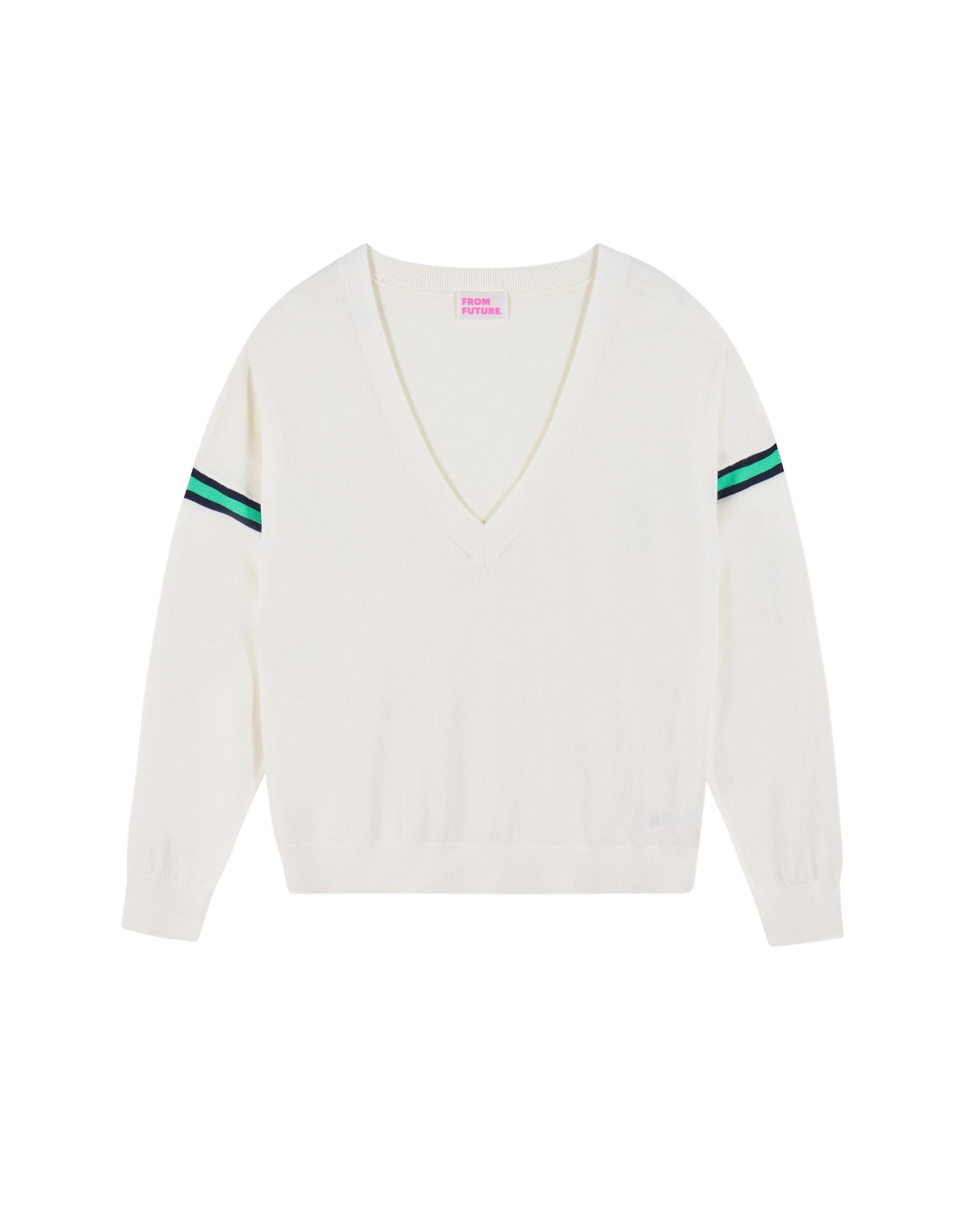 ZZ HORS LIGNE Pull à col V en laine - Ecru