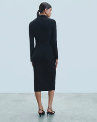 NOIR / NEW / QTY : 99 / Robe Longue Manche Longue Col Polo - Noir
