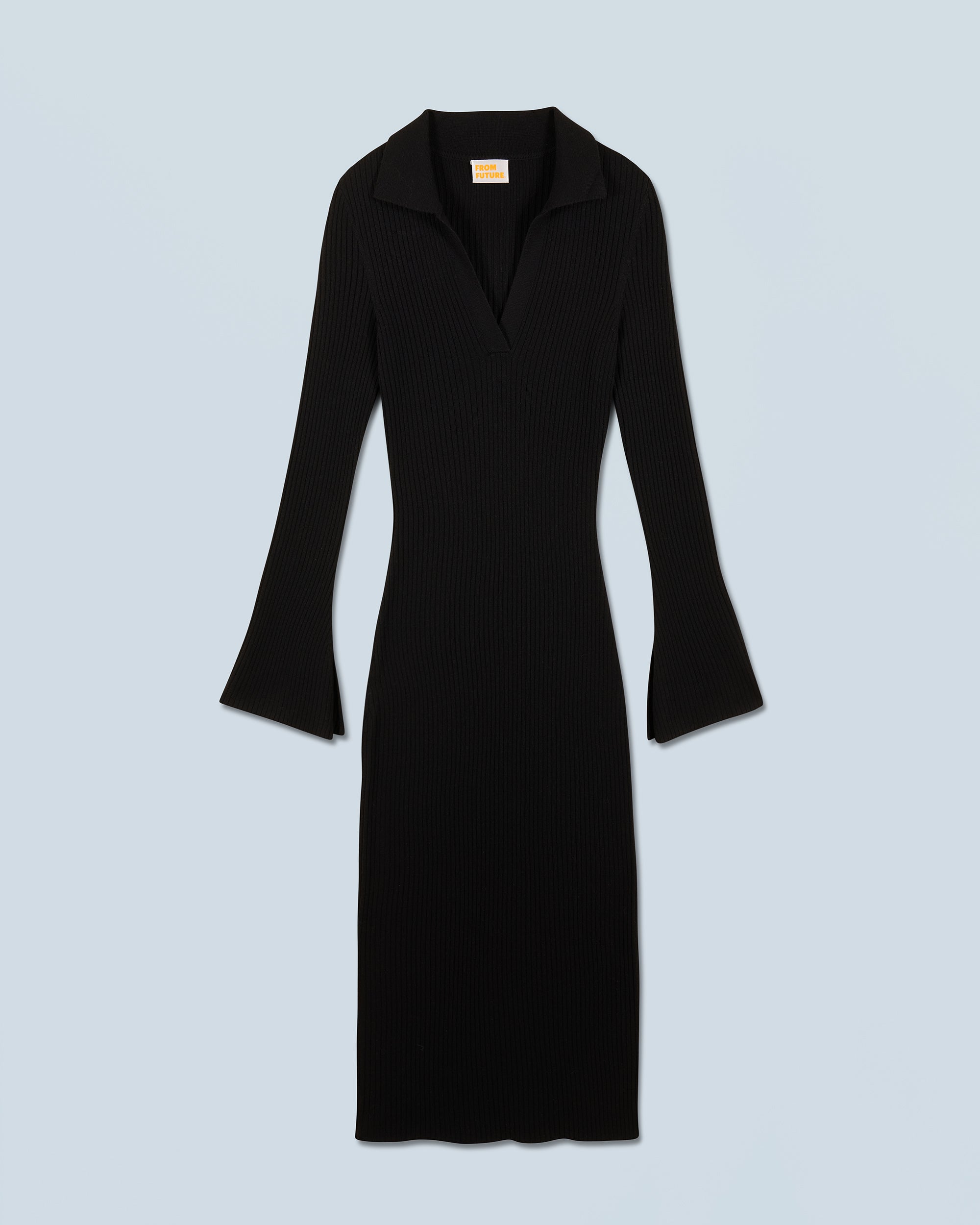 NOIR / NEW / QTY : 99 / Robe Longue Manche Longue Col Polo - Noir