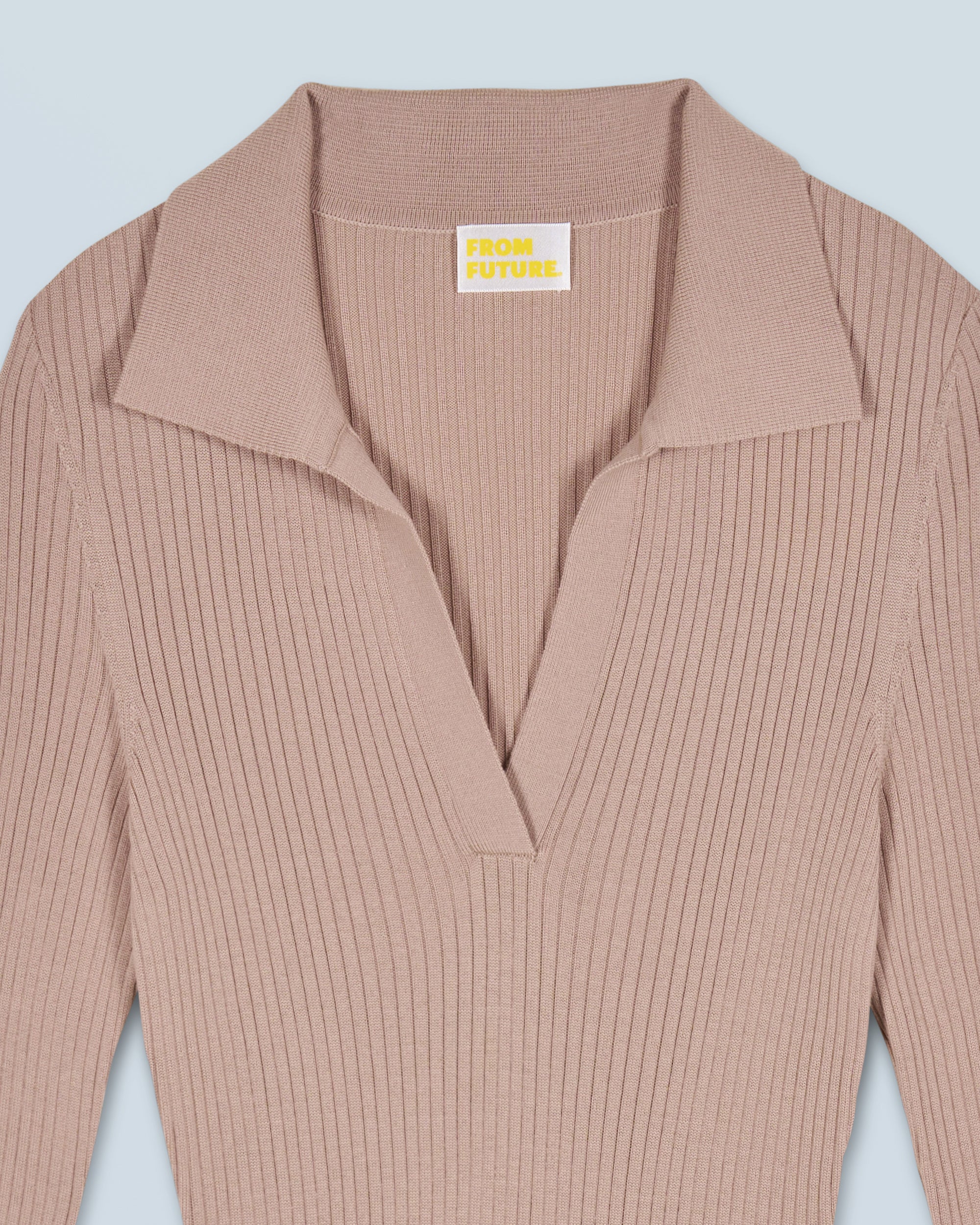 Robe longue à col polo en laine - Tropical Camel