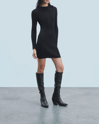 Robe courte metallisée en laine - Noir