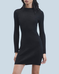 Robe courte metallisée en laine - Noir