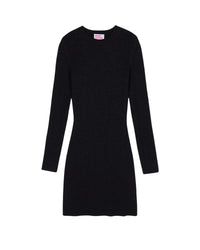 Robe courte metallisée en laine - Noir