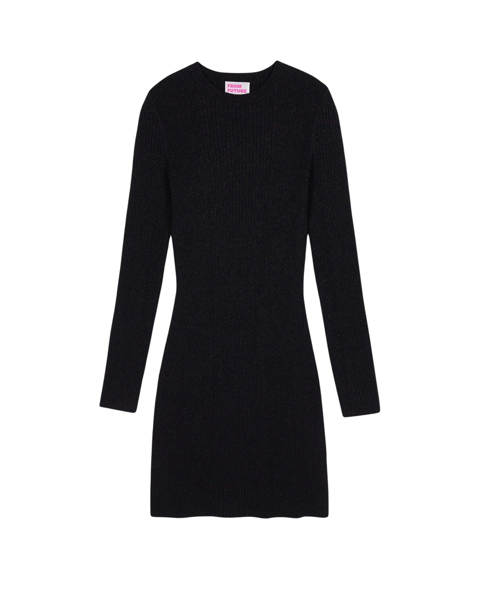 Robe courte metallisée en laine - Noir