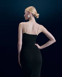 Robe longue à bretelles en laine - Noir