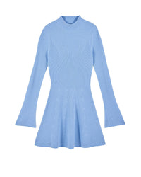 Robe courte à manches longues en laine - Baby Blue