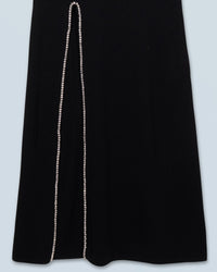 Robe longue à manches longues en laine - Noir