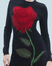 NOIR / DJV / QTY : 5 / Robe Courte Manche Longue en Cachemire Brossé - Noir