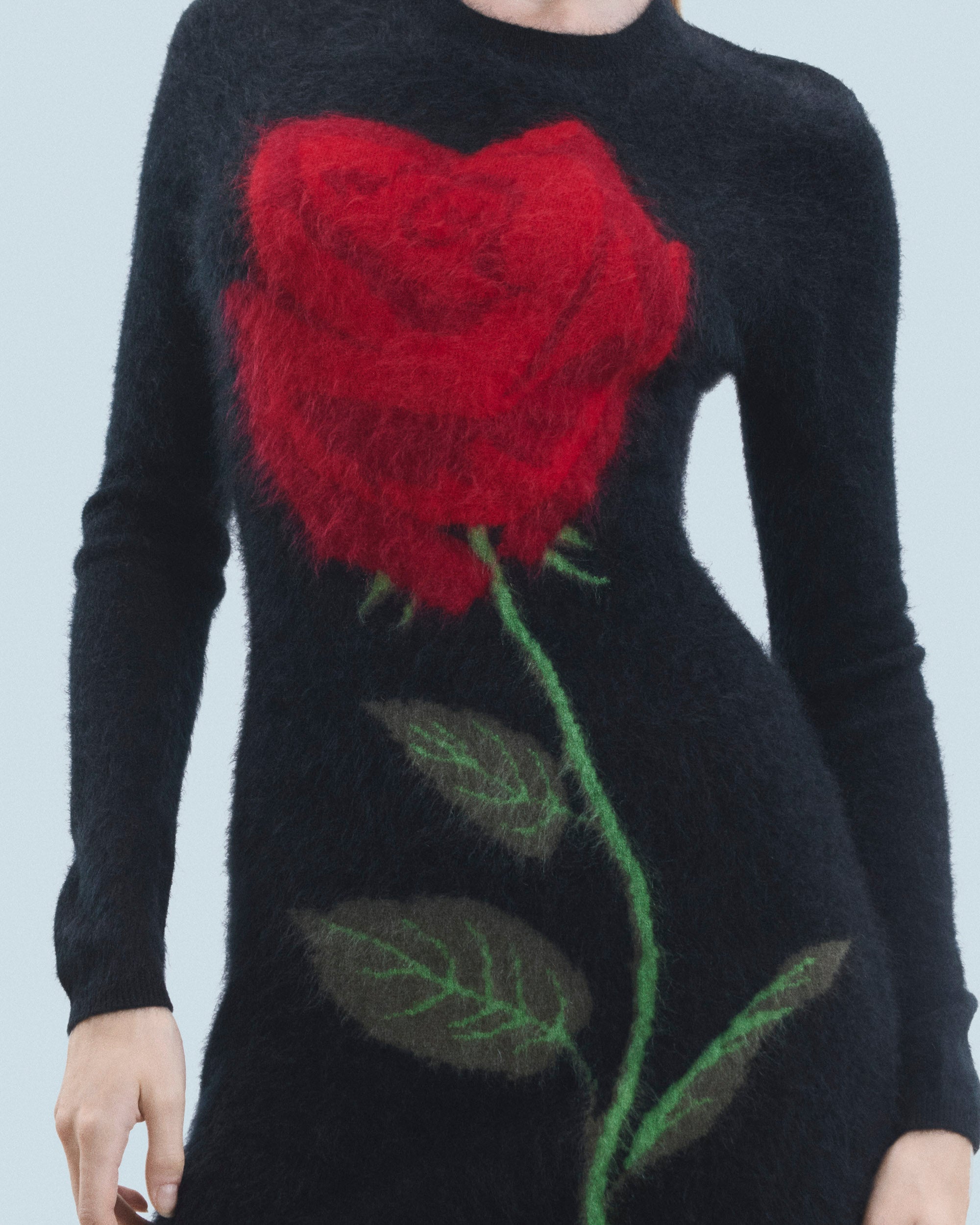NOIR / DJV / QTY : 5 / Robe Courte Manche Longue en Cachemire Brossé - Noir