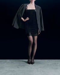 Robe courte à bretelles en velours - Noir