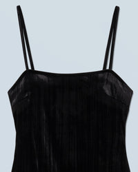 Robe courte à bretelles en velours - Noir