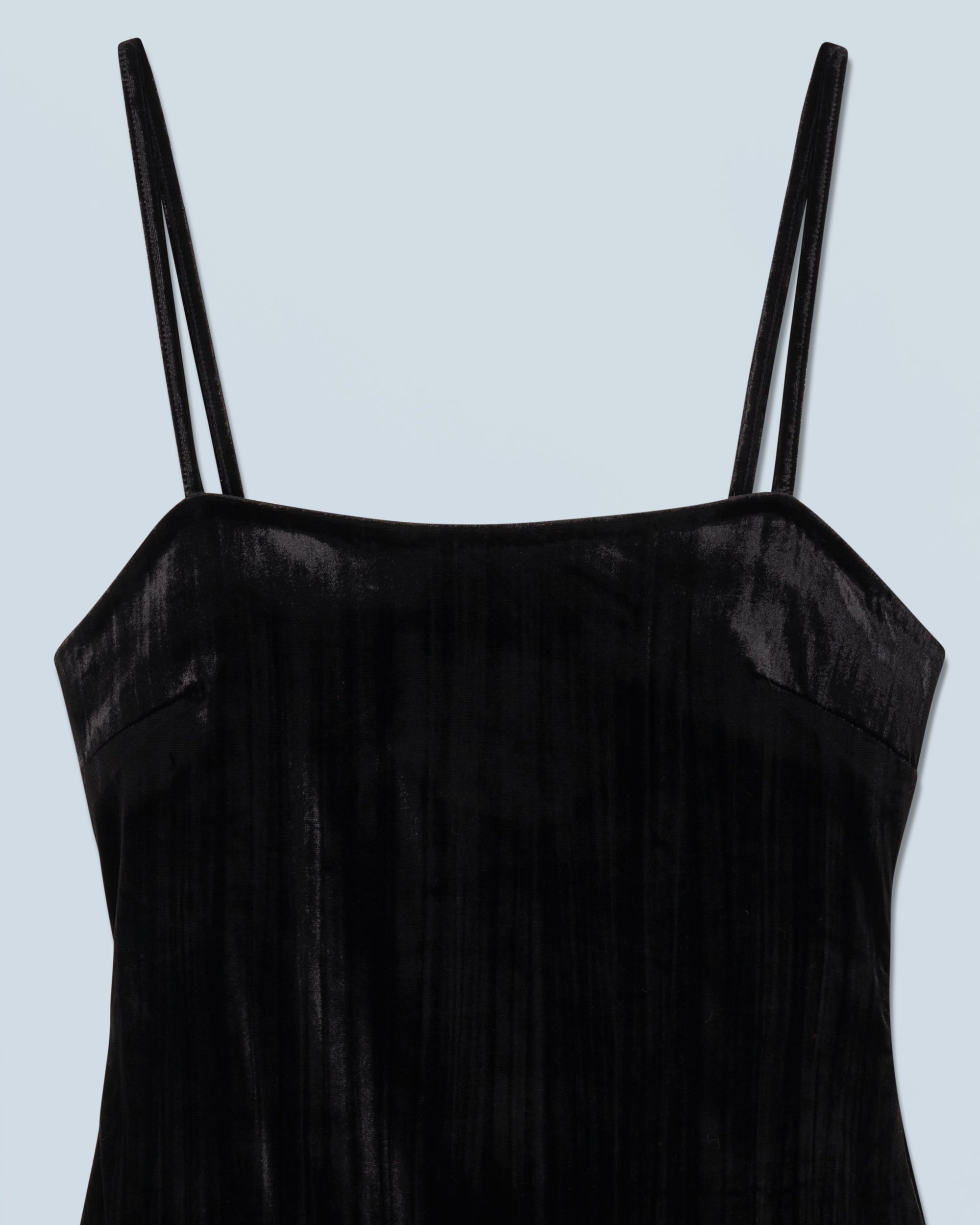 NOIR / NEW / QTY : 135 / Robe Courte Bretelle Velours Crinkle - Noir