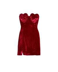 Velvet strapless short dress - Hot Red