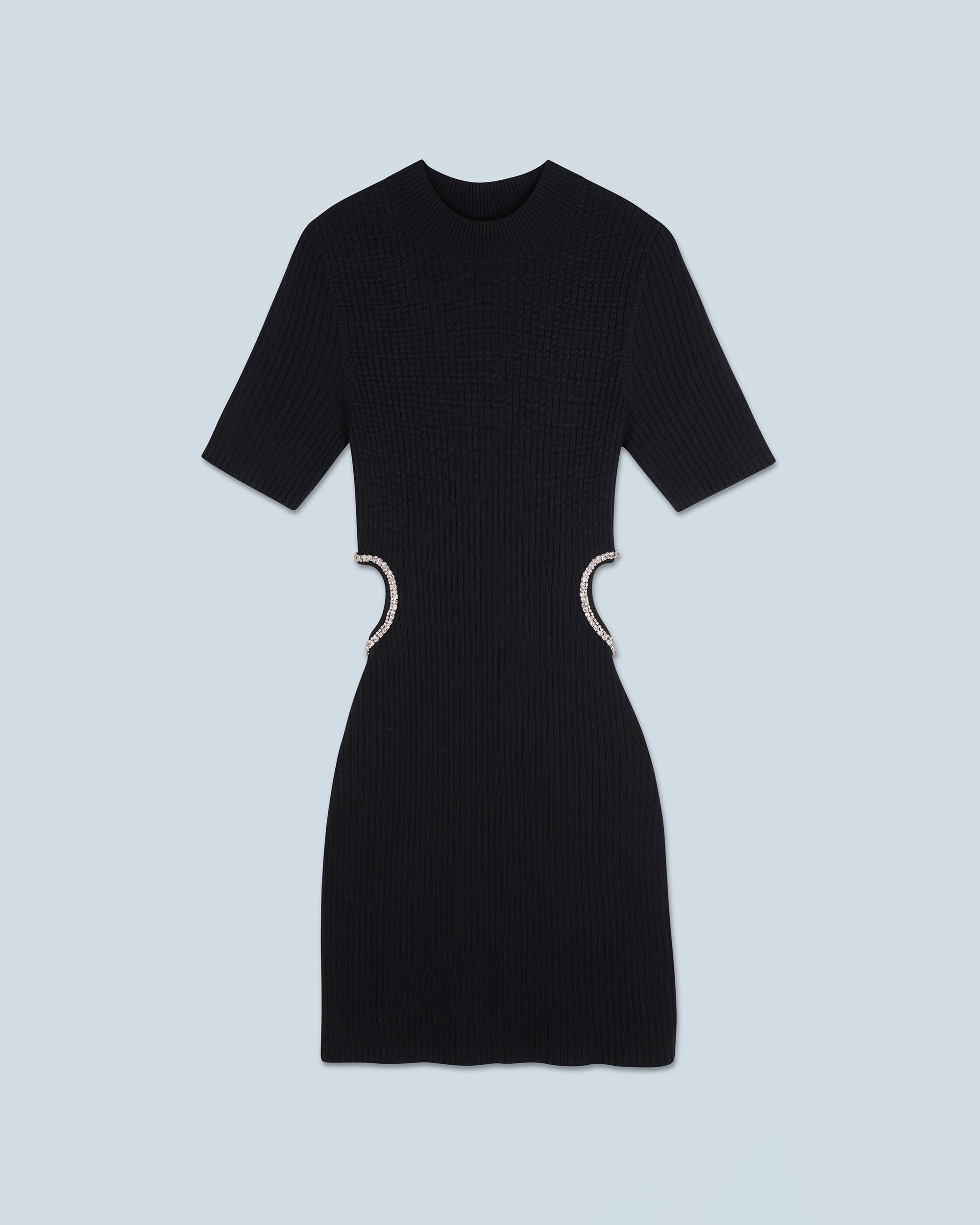 NOIR / NEW / QTY : 54 / Robe Courte Manche Courte Bijoux Coeur - Noir