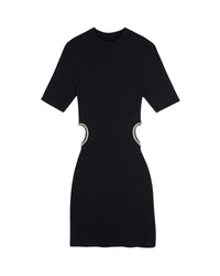 Robe courte bijoux coeur en laine - Noir