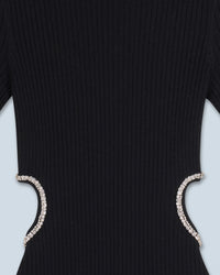 Robe courte bijoux coeur en laine - Noir