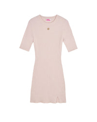 Robe courte à manches 3/4 en laine - Sable