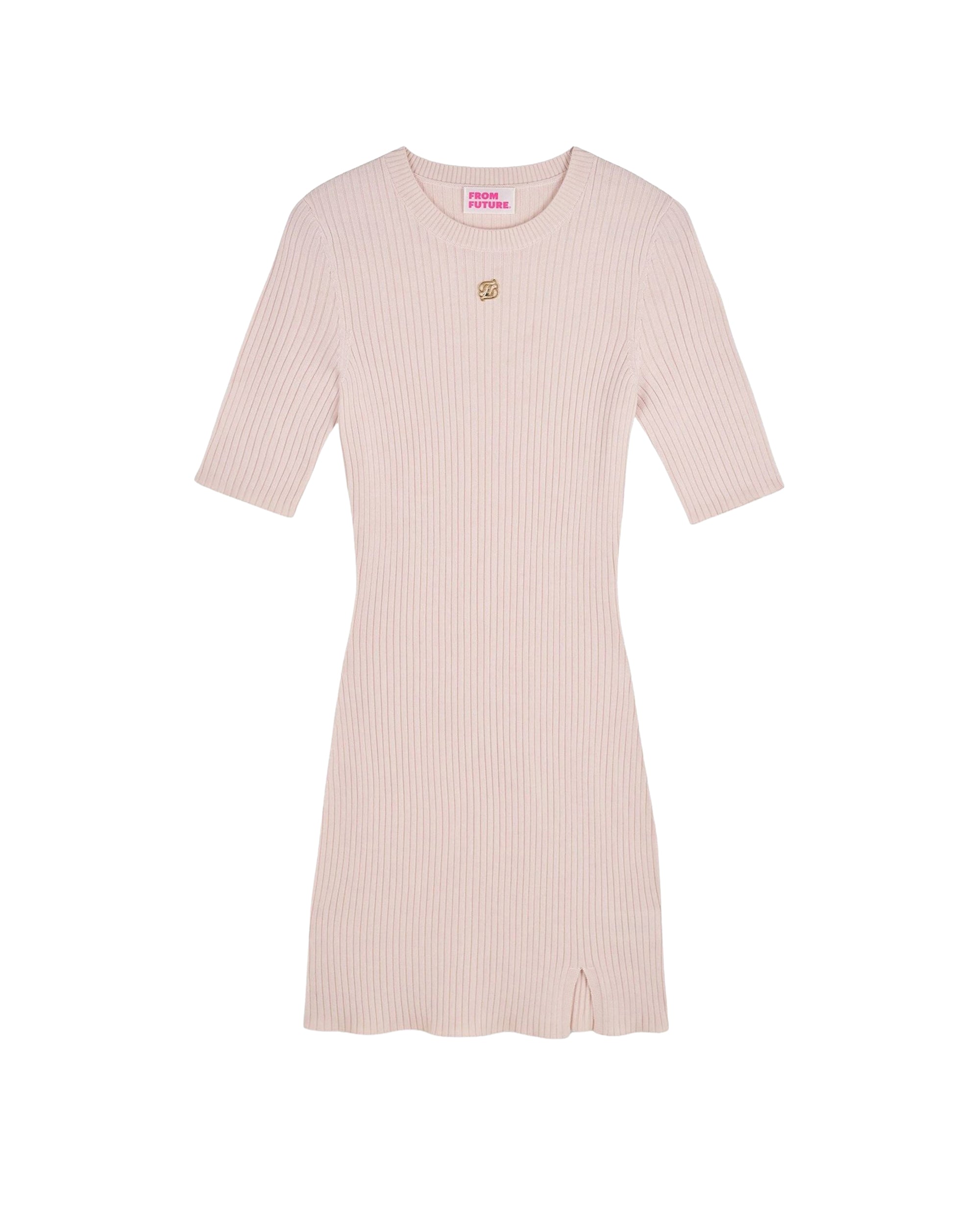 Robe courte à manches 3/4 en laine - Sable