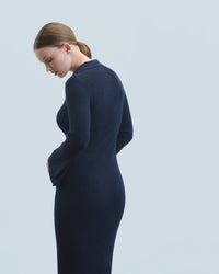 Y. ONLY PORTE / NAVY / NEW / QTY : 49 / Robe Longue Manche Longue Col Polo - Navy