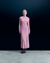 CRYSTAL PINK / NEW / QTY : 59 / Robe Longue Manche Longue Velours Crinkle - Crystal Pink