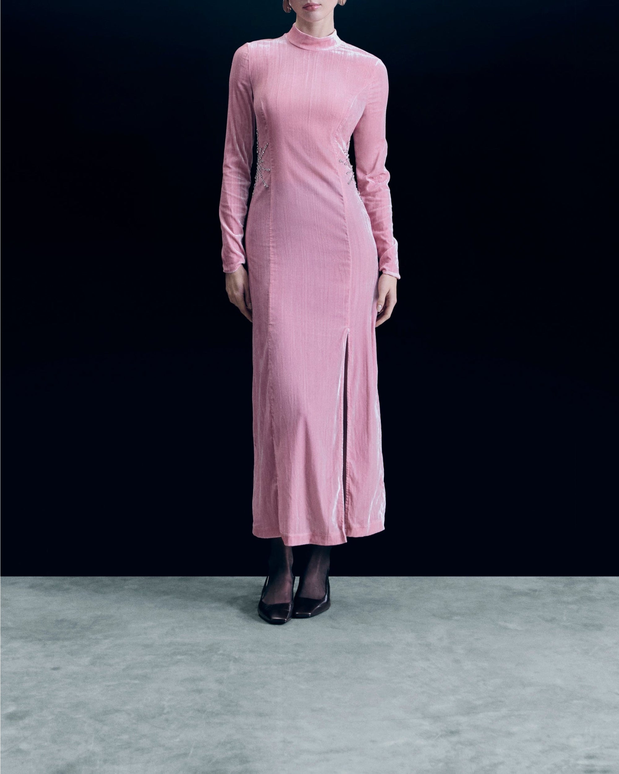 Robe longue en velours - Crystal Pink