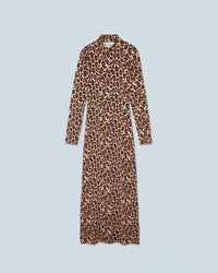 HOT LEOPARD / NEW / QTY : 104 / Robe Longue Manche Longue Jersey - Hot Leopard