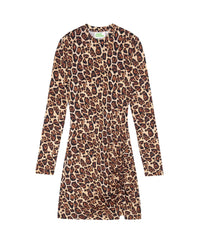 Robe courte à manches longues en jersey - Hot Leopard