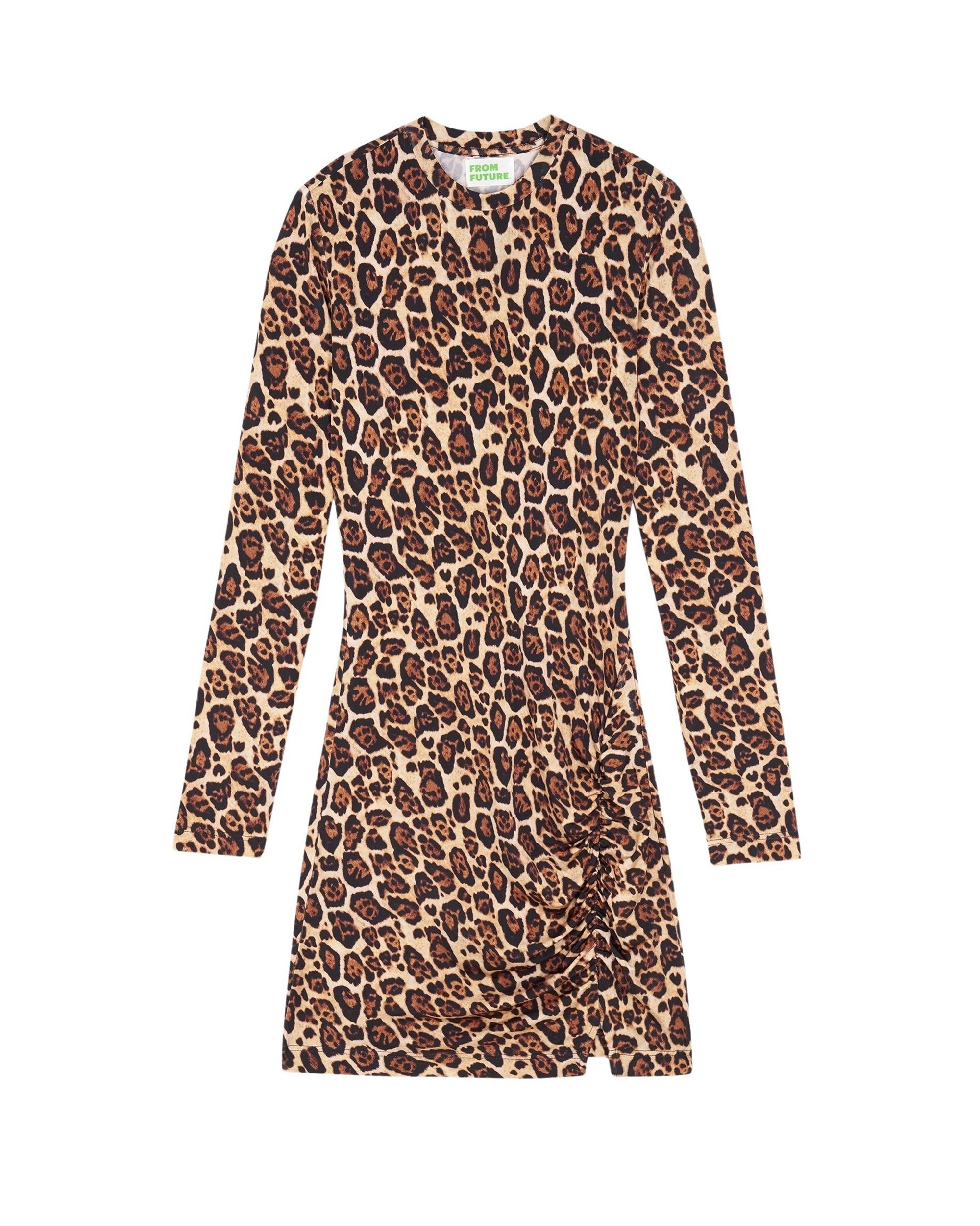 Robe courte à manches longues en jersey - Hot Leopard