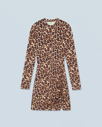 HOT LEOPARD / NEW / QTY : 101 / Robe Courte Manche Longue Jersey - Hot Leopard