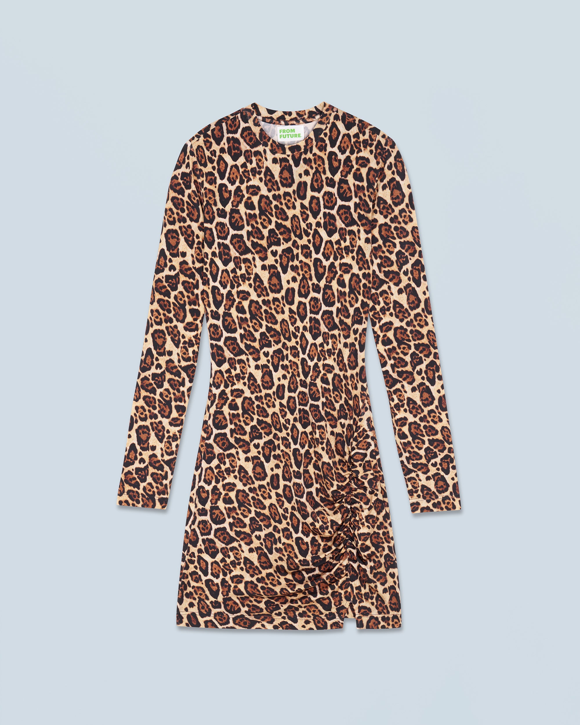 HOT LEOPARD / NEW / QTY : 101 / Robe Courte Manche Longue Jersey - Hot Leopard